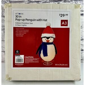 *BRAND NEW* At Home 30" Pop Up Penguin w/Hat   Christmas Decor Lights Up